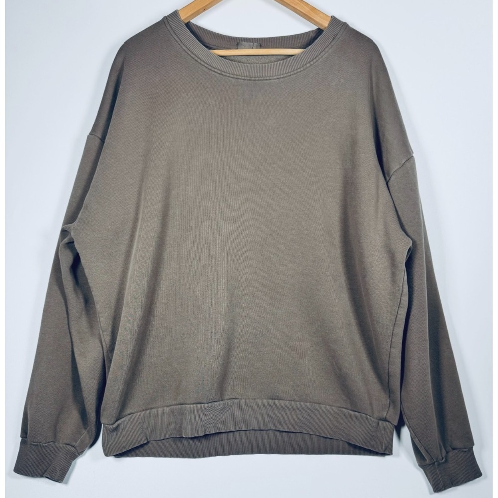 Nuuds Sweatshirt Large Brown Oversized Relaxed Fit Minimalist Comfy Fall Staple